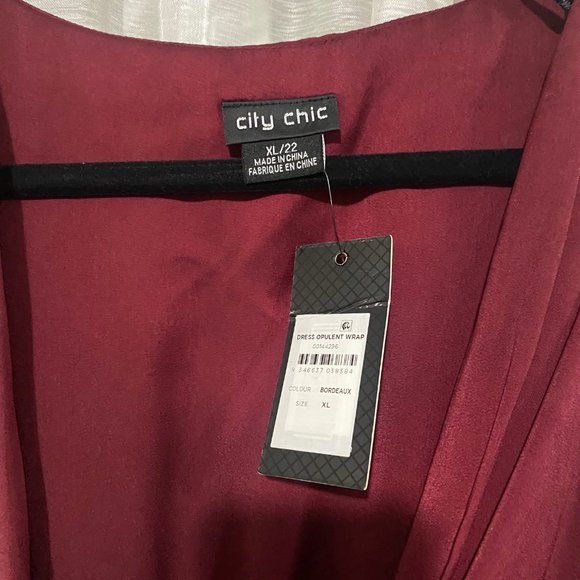 Plus Size Burgundy Wrap Dress - Picture 2 of 4